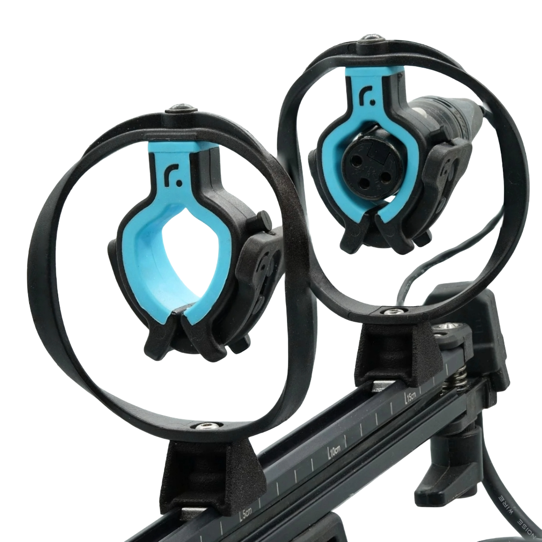 Radius Rad hoop adaptors designed to interface with a Rode Blimp system.