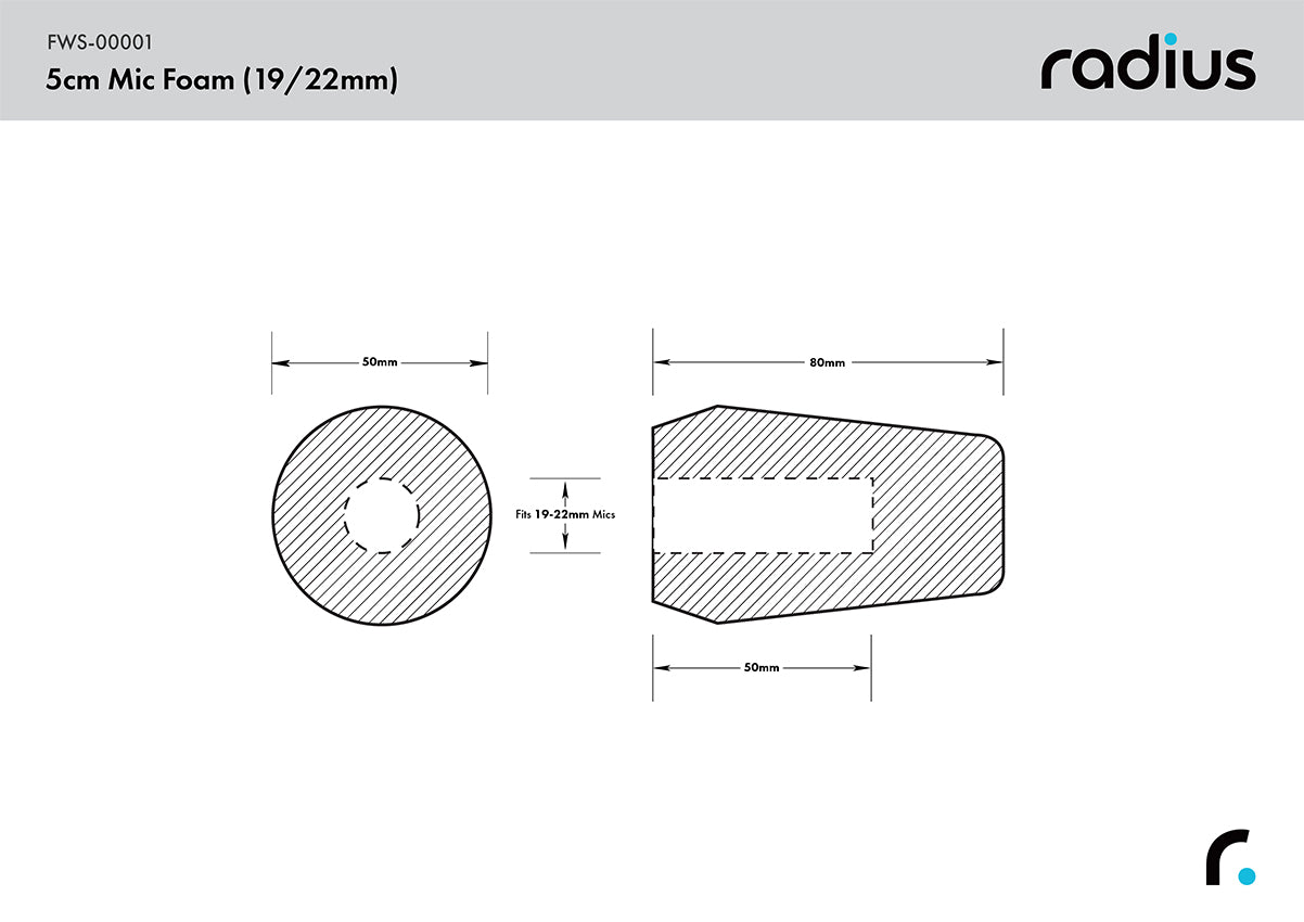 Shotgun Mic Foam Windshield, 5cm STD Hole